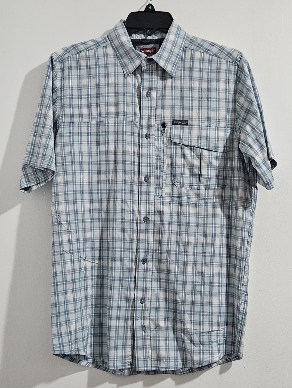 Wrangler Men's Plaid Button-Down Shirt/Short Sleeve/Outdoor/Regular Fit/Size S - Picture 2 of 14